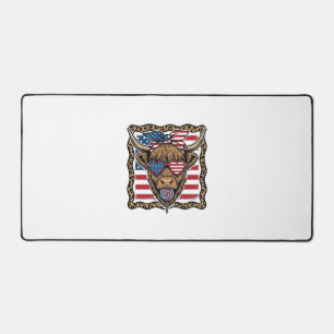 Patriotic Highland Cow Vintage Flag Graphic_1 Desk Mat