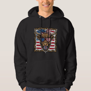 Patriotic Highland Cow Vintage Flag Graphic_1 Hoodie