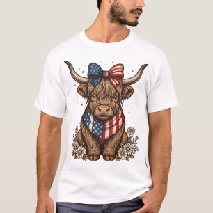 Patriotic Highland Cow Vintage T-Shirt