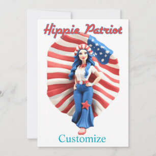 Patriotic Hippie Girl Thunder_Cove Invitation