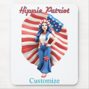 Patriotic Hippie Girl Thunder_Cove Mouse Mat