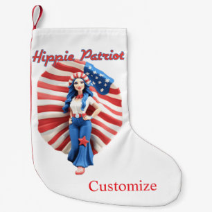 Patriotic Hippie Girl Thunder_Cove Small Christmas Stocking