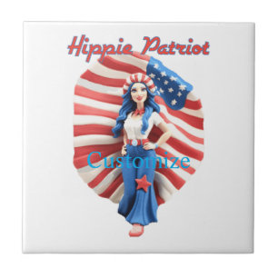 Patriotic Hippie Girl Thunder_Cove Tile