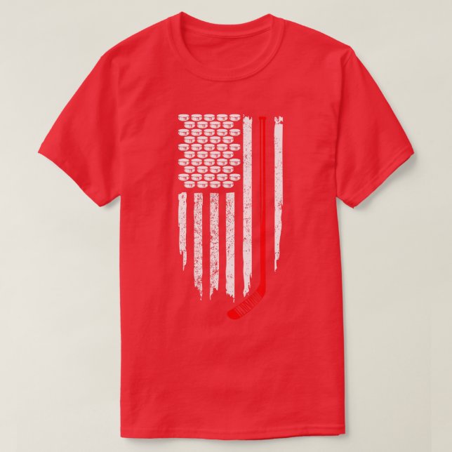 Patriotic Hockey Flag  for Hockey Fans  T-Shirt (Design Front)