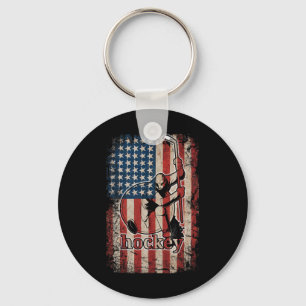 Patriotic Hockey Flag Usa American For Hockey Play Key Ring