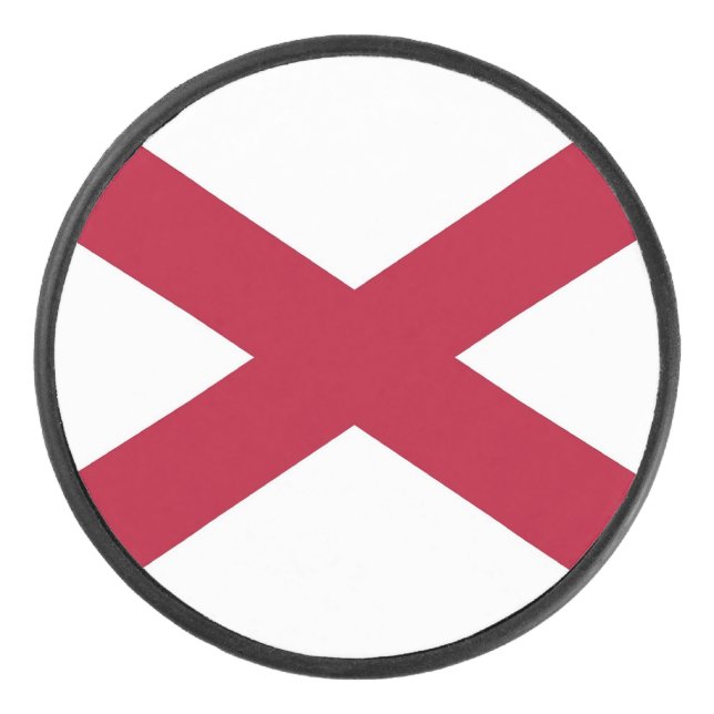 Patriotic hockey puck with flag of Alabama, USA (Front)