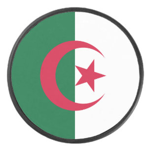 Patriotic hockey puck with flag of Algeria