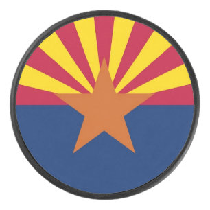 Patriotic hockey puck with flag of Arizona, USA
