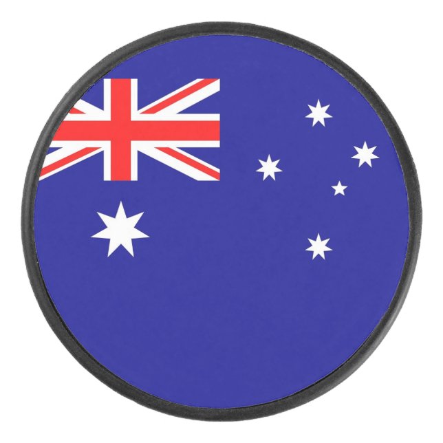 Patriotic hockey puck with flag of Australia (Front)