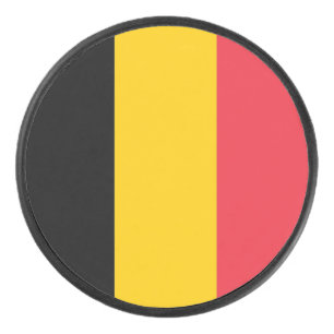 Patriotic hockey puck with flag of Belgium
