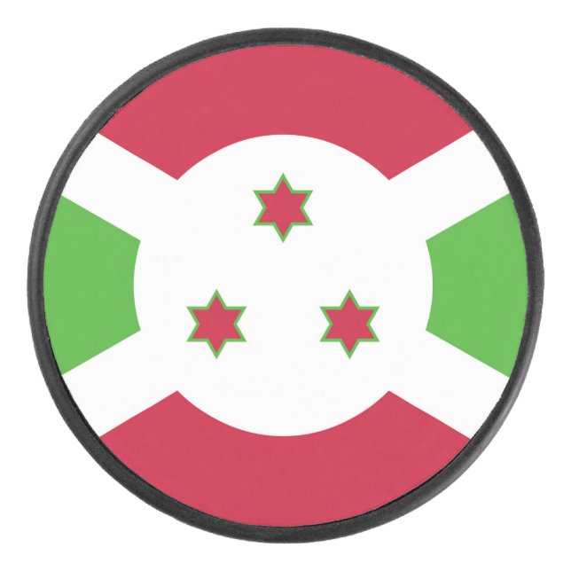 Patriotic hockey puck with flag of Burundi (Front)