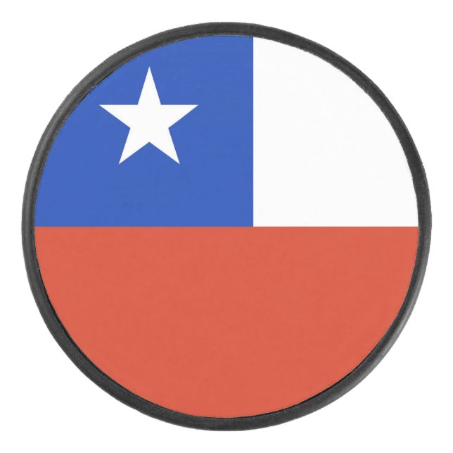 Patriotic hockey puck with flag of Chile (Front)