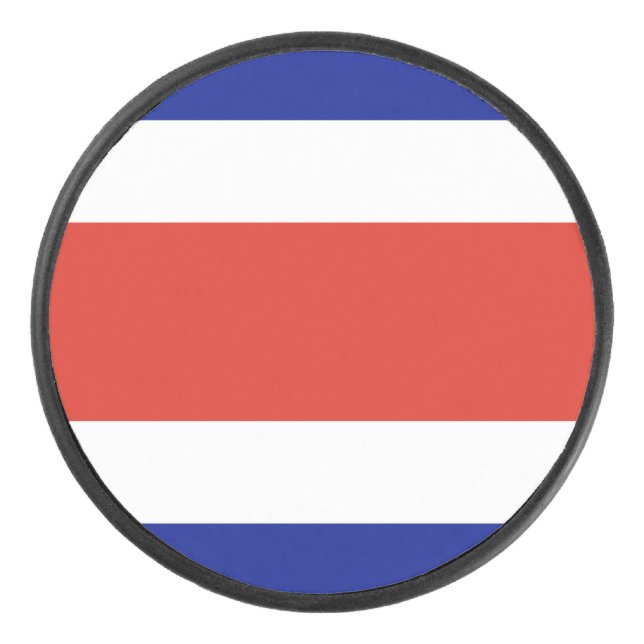 Patriotic hockey puck with flag of Costa Rica (Front)