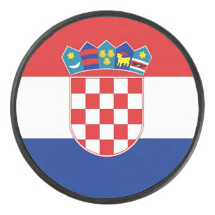 Patriotic hockey puck with flag of Croatia