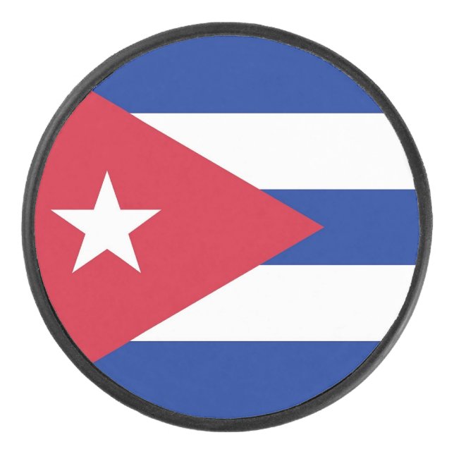 Patriotic hockey puck with flag of Cuba (Front)