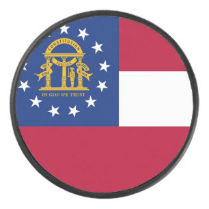 Patriotic hockey puck with flag of Georgia
