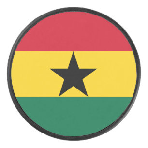 Patriotic hockey puck with flag of Ghana