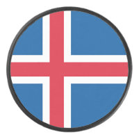 Patriotic hockey puck with flag of Iceland