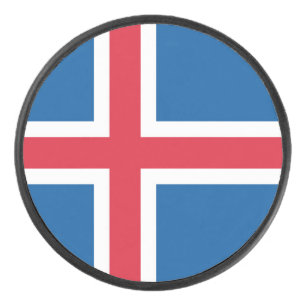 Patriotic hockey puck with flag of Iceland