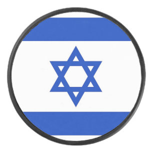 Patriotic hockey puck with flag of Israel