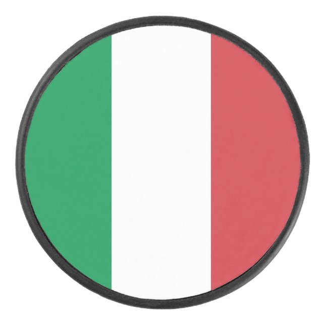 Patriotic hockey puck with flag of Italy (Front)