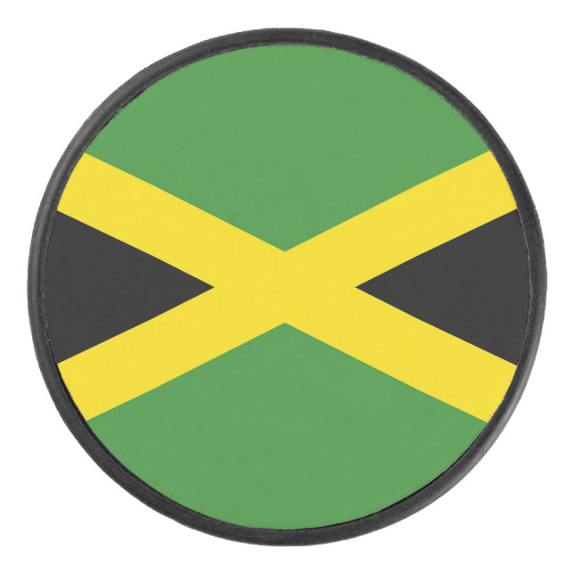 Patriotic hockey puck with flag of Jamaica (Front)