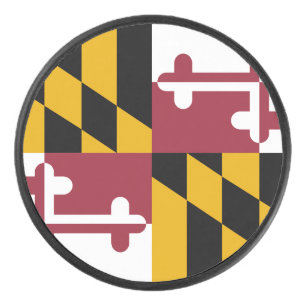 Patriotic hockey puck with flag of Maryland