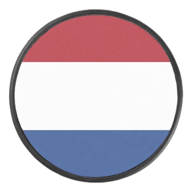 Patriotic hockey puck with Flag of Netherlands (Front)