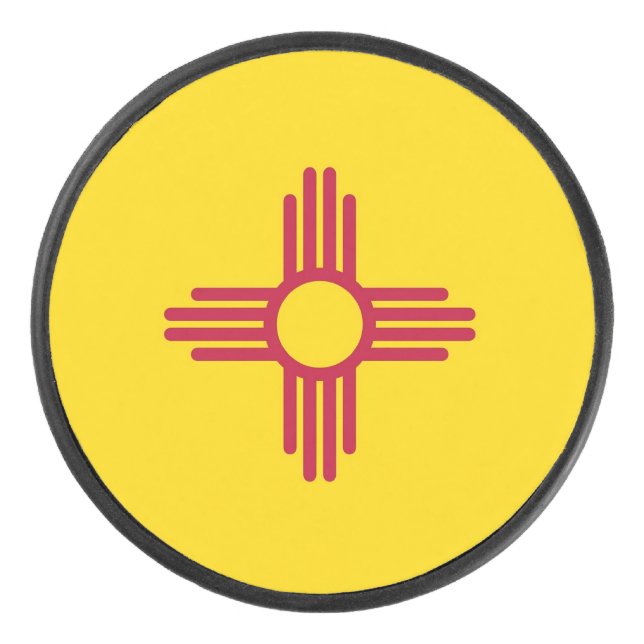 Patriotic hockey puck with flag of New Mexico (Front)