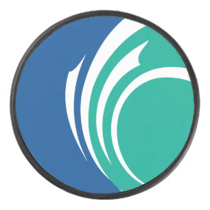 Patriotic hockey puck with flag of Ottawa