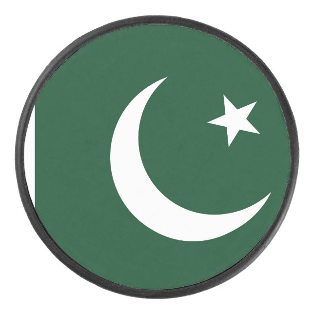 Patriotic hockey puck with flag of Pakistan (Front)