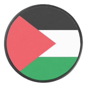 Patriotic hockey puck with flag of Palestine