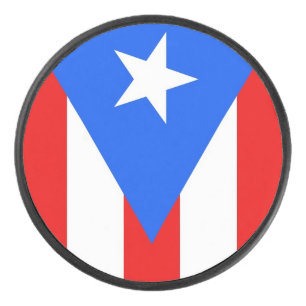 Patriotic hockey puck with flag of Puerto Rico