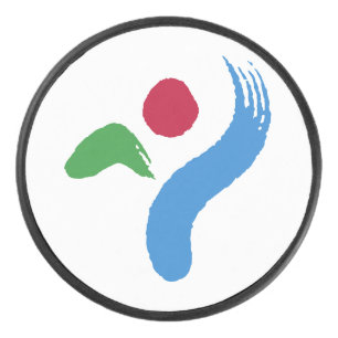 Patriotic hockey puck with flag of Seoul