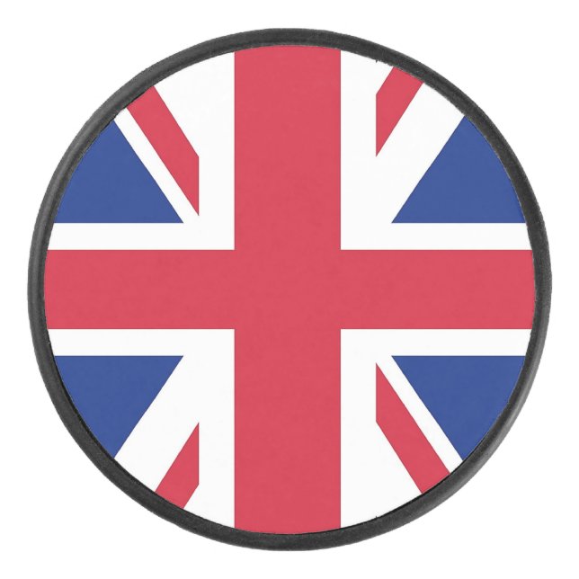 Patriotic hockey puck with flag of United Kingdom (Front)