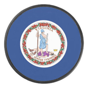 Patriotic hockey puck with flag of Virginia
