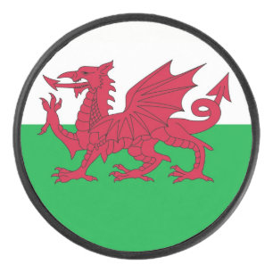 Patriotic hockey puck with flag of Wales