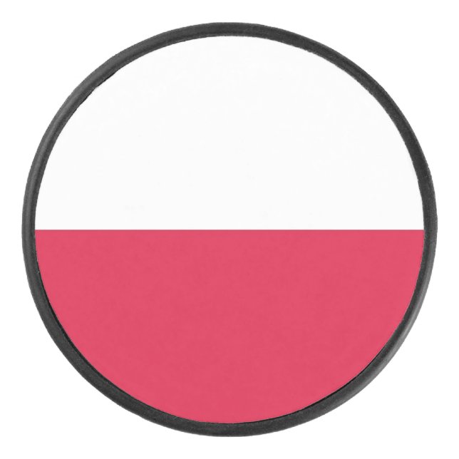 Patriotic hockey puck with Poland flag (Front)