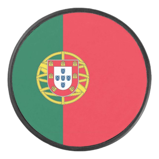 Patriotic hockey puck with Portugal flag (Front)
