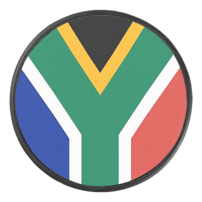 Patriotic hockey puck with South Africa flag (Front)