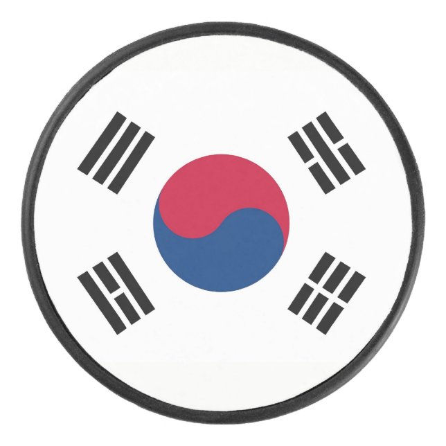Patriotic hockey puck with South Korea flag (Front)