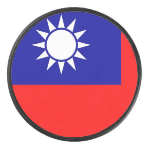 Patriotic hockey puck with Taiwan flag