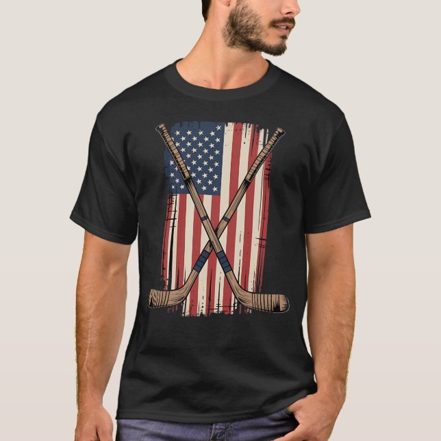 Patriotic Hockey Shirt for USA Fans (Front)