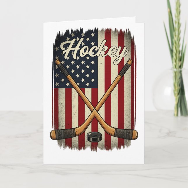 Patriotic Hockey  USA Flag Sports  Card (Front)