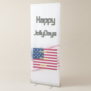 Patriotic Holiday Greetings: America Flag Colours  Retractable Banner