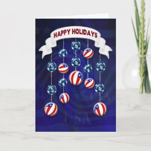 PATRIOTIC HOLLIDAYS/CHRISTMAS GREETING - BALLS HOLIDAY CARD