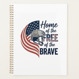 Patriotic Home of the Free Brave Helmet Shirt_1 Planner