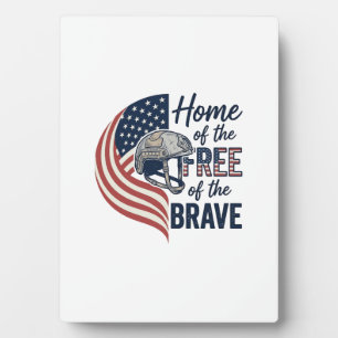 Patriotic Home of the Free Brave Helmet Shirt_1 Plaque