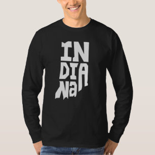Patriotic Home State Map of Indiana Text Shape T-Shirt