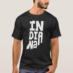 Patriotic Home State Map of Indiana Text Shape T-Shirt